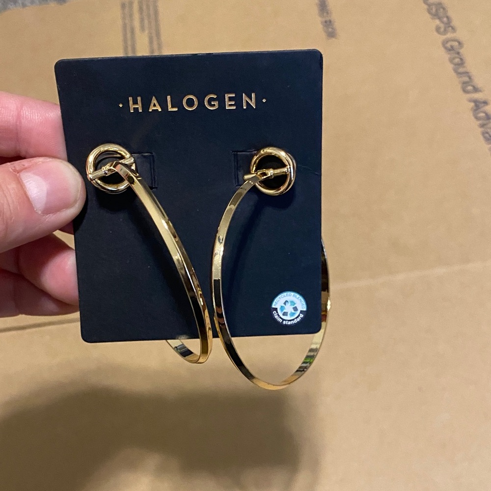 Halogen Shiny Gold Loop Earrings